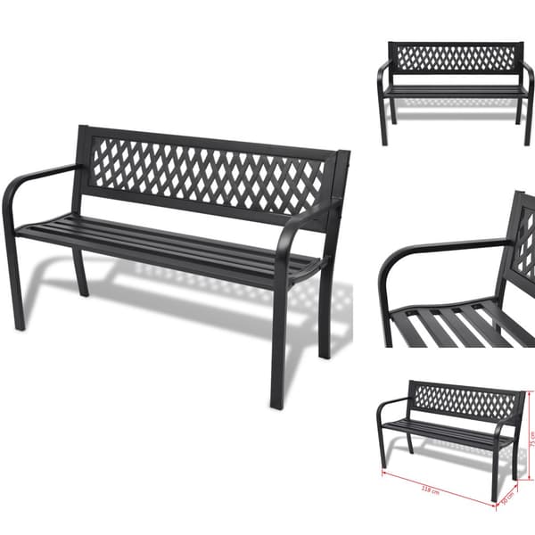 Trädgårdsbänkar - Living Trädgårdsbänk 118 cm stål svart