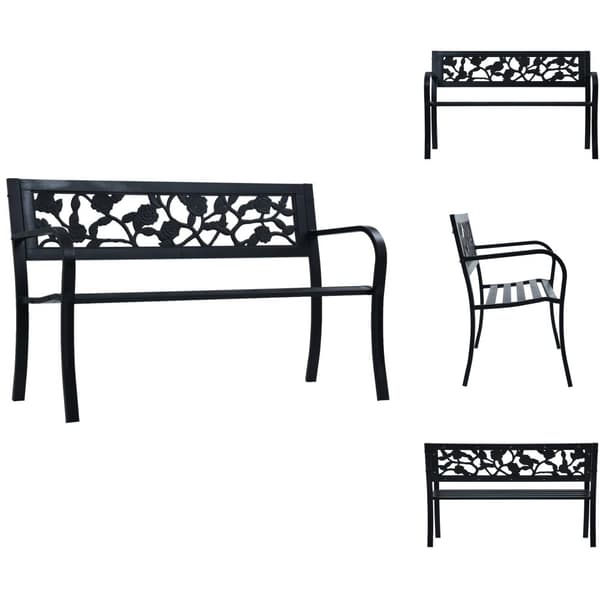 Puutarhapenkit - Living Puutarhapenkki 125 cm musta teräs