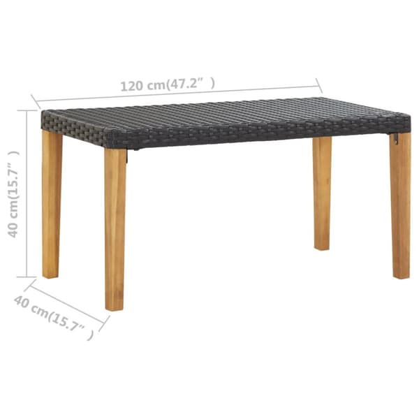 Trädgårdsbänkar - Living Trädgårdsbänk 120 cm svart konstrotting och massivt akaciaträ