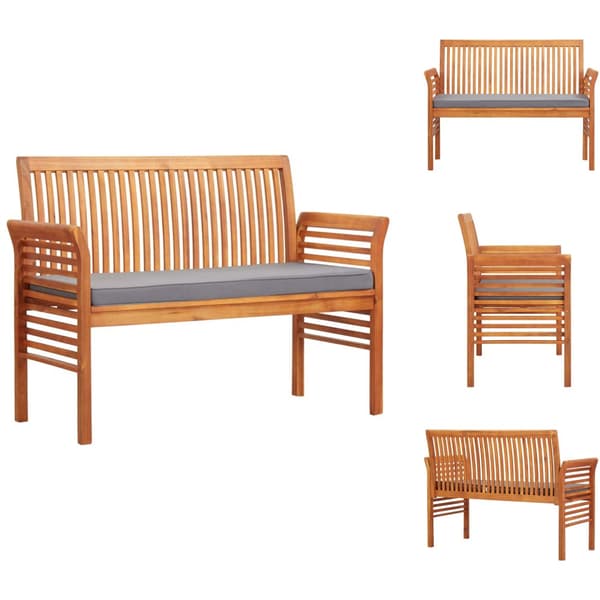 Trädgårdsbänkar - Living Trädgårdsbänk 2-sits med dyna 120 cm massivt akaciaträ