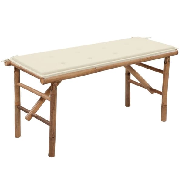 Trädgårdsbänkar - Living Hopfällbar trädgårdsbänk med dyna 118 cm bambu