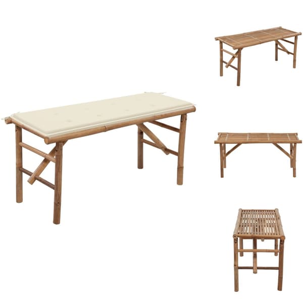 Trädgårdsbänkar - Living Hopfällbar trädgårdsbänk med dyna 118 cm bambu