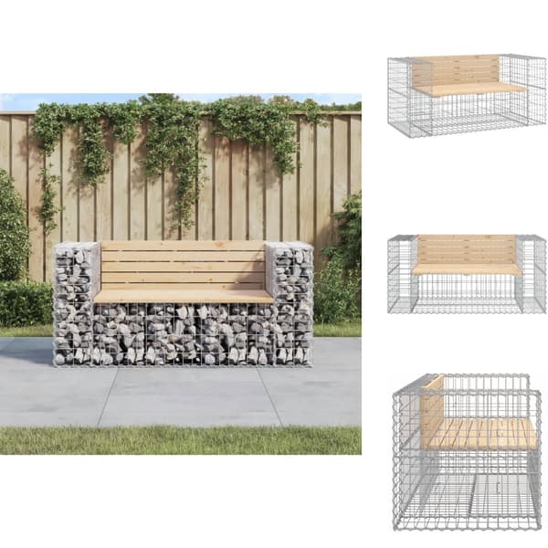 Havebænke - Living havebænk med gabiondesign 143x71x65,5 cm massivt fyrretræ