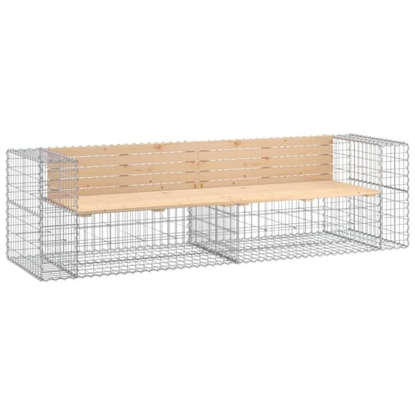 Havebænke - Living havebænk med gabiondesign 244x71x65,5 cm massivt fyrretræ