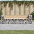 Miniatyrbillede 2 af 8: Havebænke - Living havebænk med gabiondesign 244x71x65,5 cm massivt fyrretræ