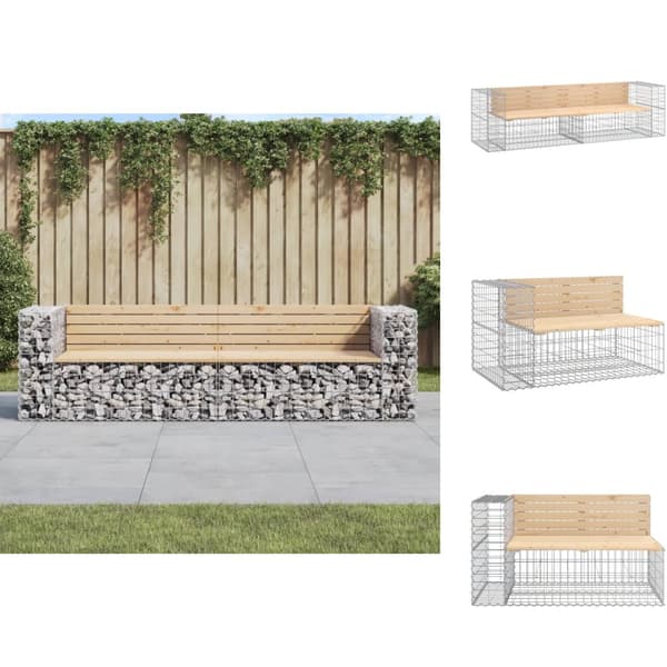 Havebænke - Living havebænk med gabiondesign 244x71x65,5 cm massivt fyrretræ