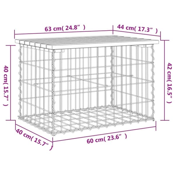 Trädgårdsbänkar - Living Trädgårdsbänk gabion-design 63x44x42 cm massivt douglasträ