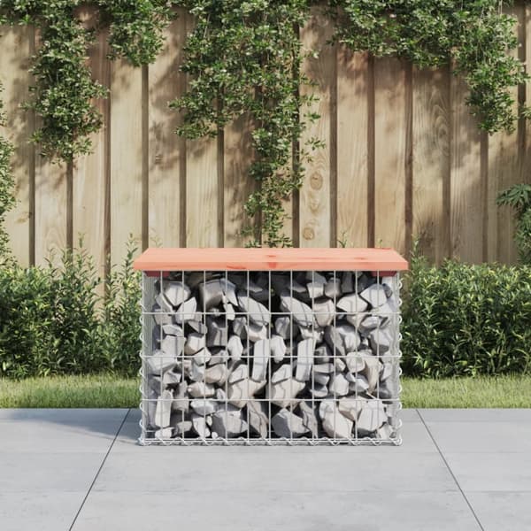 Trädgårdsbänkar - Living Trädgårdsbänk gabion-design 63x44x42 cm massivt douglasträ