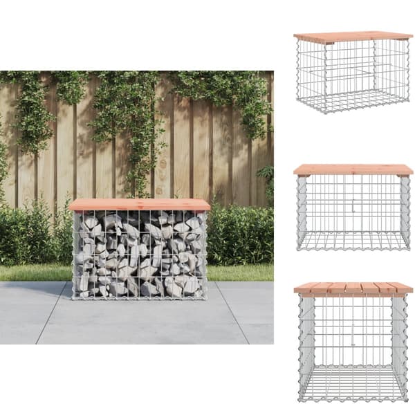 Trädgårdsbänkar - Living Trädgårdsbänk gabion-design 63x44x42 cm massivt douglasträ