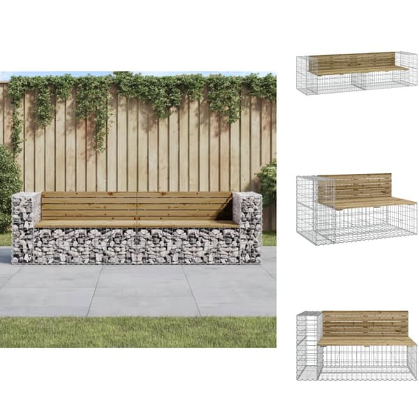 Havebænke - Living havebænk med gabiondesign 244x71x65,5 cm imprægneret fyrretræ