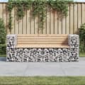 Miniatyrbillede 2 af 8: Havebænke - Living havebænk med gabiondesign 184x71x65,5 cm massivt fyrretræ