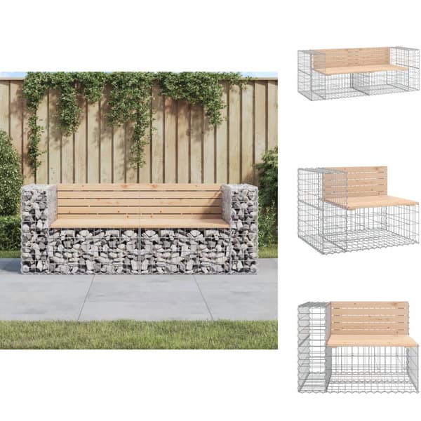 Havebænke - Living havebænk med gabiondesign 184x71x65,5 cm massivt fyrretræ
