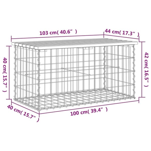 Havebænke - Living havebænk med gabiondesign 103x44x42 cm massivt fyrretræ
