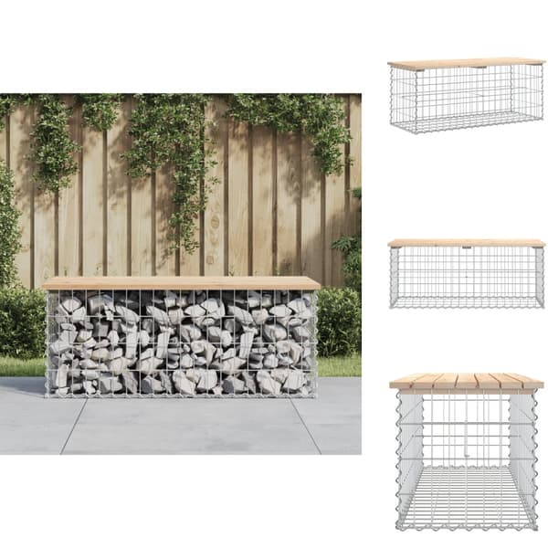Havebænke - Living havebænk med gabiondesign 103x44x42 cm massivt fyrretræ