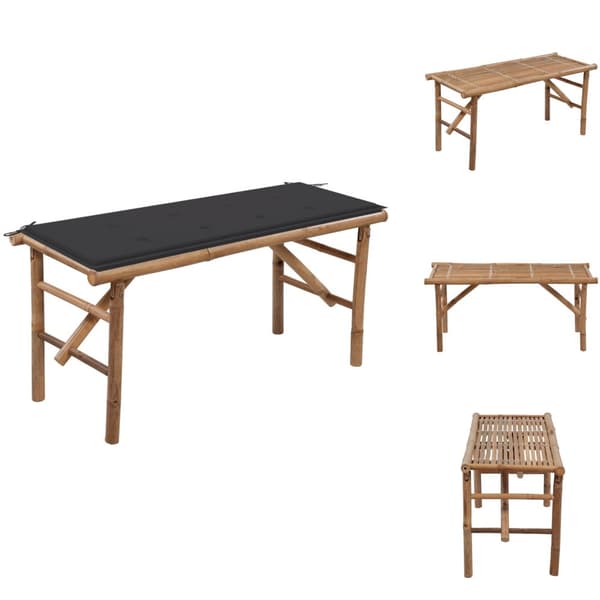 Havebænke - Living foldbar havebænk med hynde 118 cm bambus
