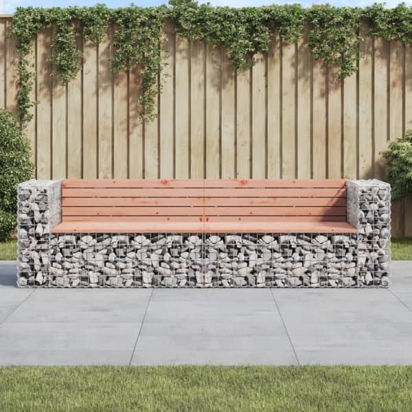 Trädgårdsbänkar - Living Trädgårdsbänk gabiondesign 244x71x65,5 cm massivt douglasträ