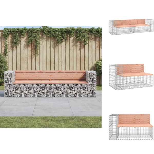 Trädgårdsbänkar - Living Trädgårdsbänk gabiondesign 244x71x65,5 cm massivt douglasträ