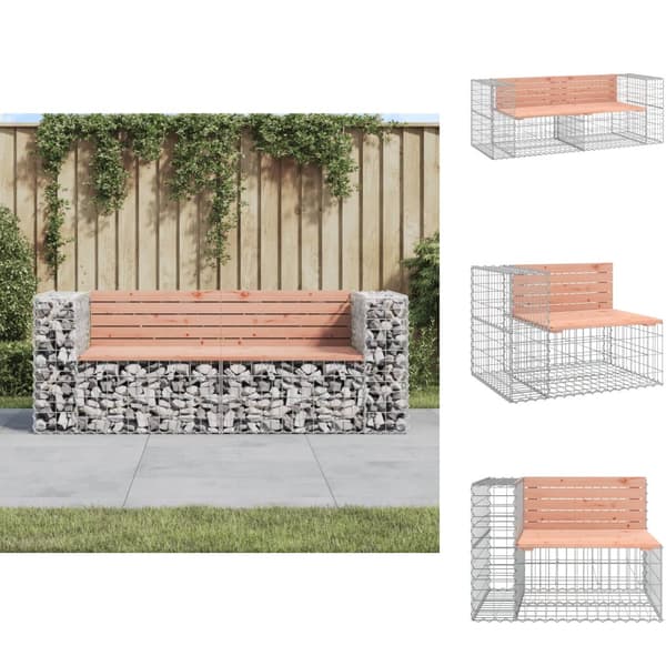 Trädgårdsbänkar - Living Trädgårdsbänk gabiondesign 184x71x65,5 cm massivt douglasträ