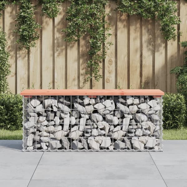 Trädgårdsbänkar - Living Trädgårdsbänk gabion-design 103x31,5x42 cm massivt douglasträ