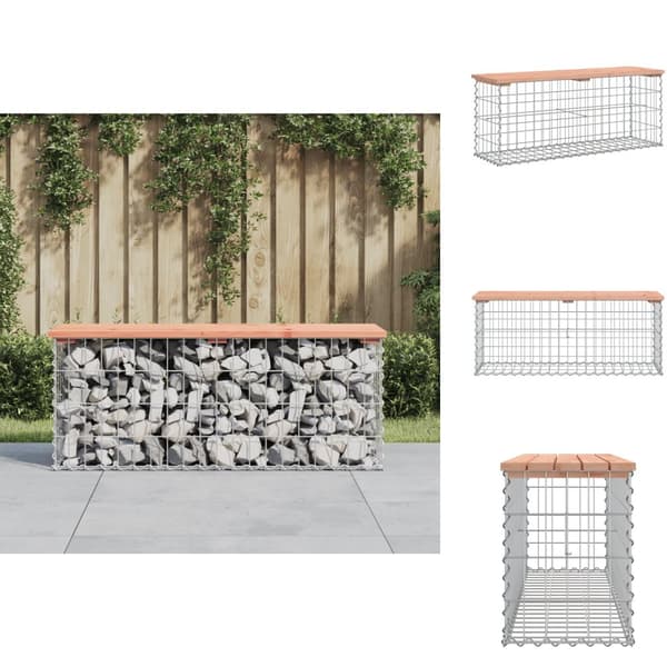Trädgårdsbänkar - Living Trädgårdsbänk gabion-design 103x31,5x42 cm massivt douglasträ