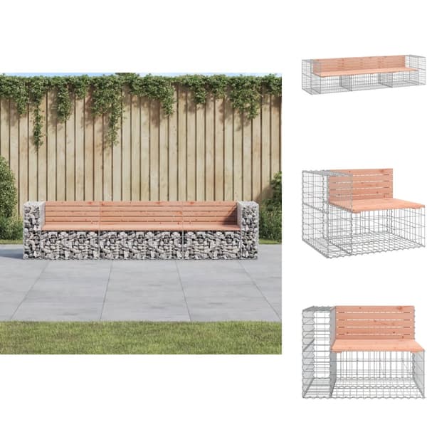 Havebænke - Living havebænk med gabiondesign 287x71x65,5 cm massivt douglasgran