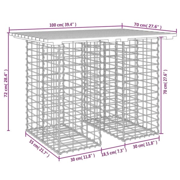 Trädgårdsbänkar - Living Trädgårdsbänk gabion-design 100x70x72 cm massiv furu