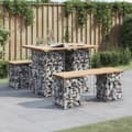Miniatyrbild 2 av 9: Trädgårdsbänkar - Living Trädgårdsbänk gabion-design 100x70x72 cm massiv furu