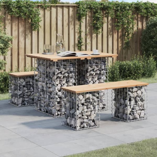 Trädgårdsbänkar - Living Trädgårdsbänk gabion-design 100x70x72 cm massiv furu
