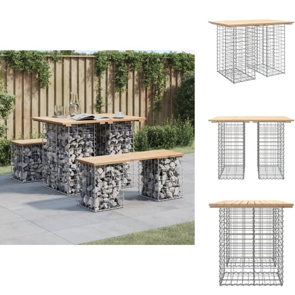 Trädgårdsbänkar - Living Trädgårdsbänk gabion-design 100x70x72 cm massiv furu