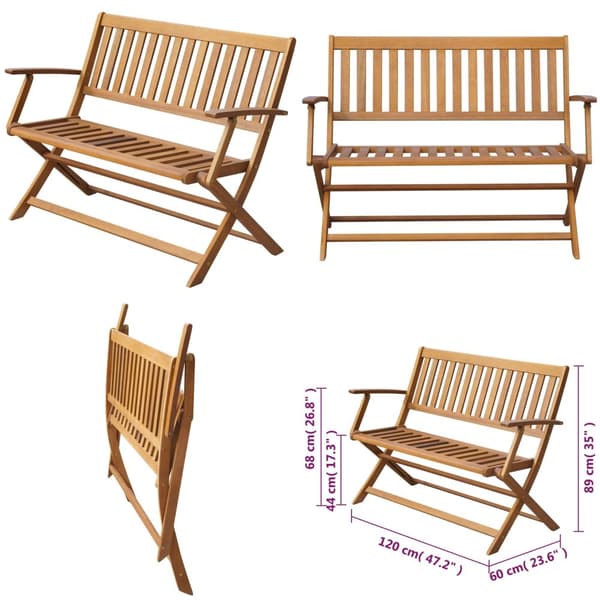 Havebænk 120 cm massivt akacietræ - Havebænk - Havebænke - Home & Living