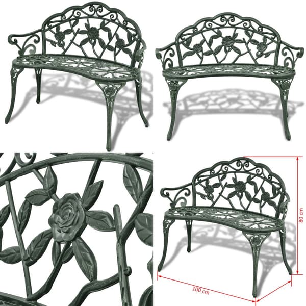 Havebænk 100 cm støbt aluminium grøn - Havebænk - Havebænke - Home & Living