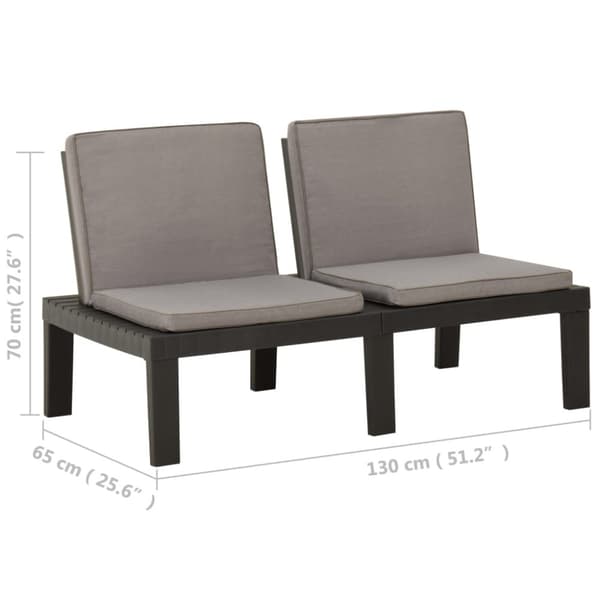 Loungebänk för trädgården med dyna plast grå - Loungebänk - Loungebänkar - Home & Living