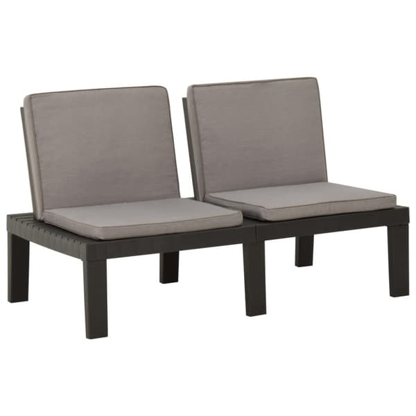 Loungebänk för trädgården med dyna plast grå - Loungebänk - Loungebänkar - Home & Living