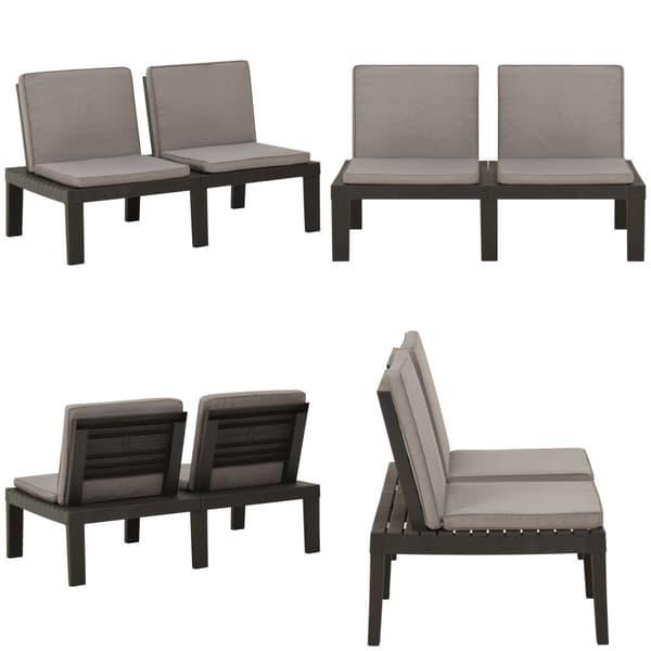 Loungebänk för trädgården med dyna plast grå - Loungebänk - Loungebänkar - Home & Living