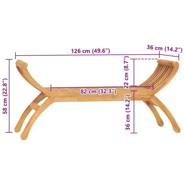 Havebænk 126 cm massivt teaktræ - Havebænk - Havebænke - Home & Living