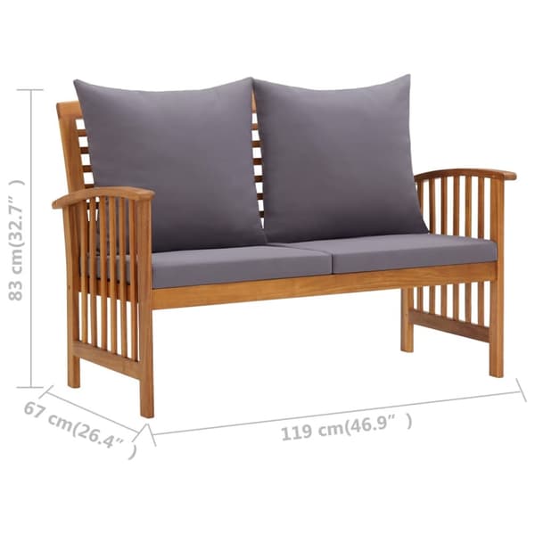 Havebænk med hynder 119 cm massivt akacietræ - Havebænk - Havebænke - Home & Living