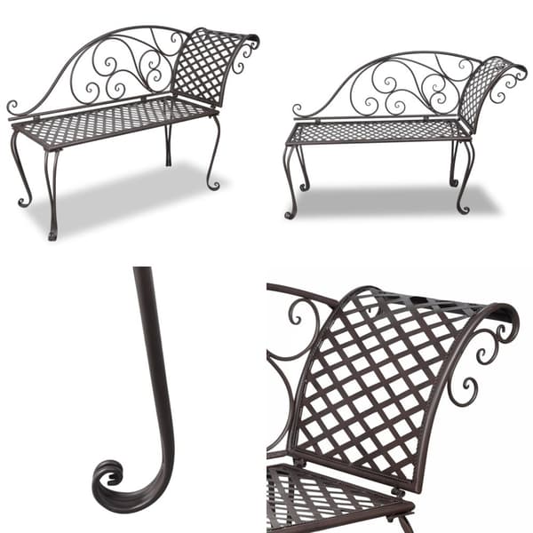 Trädgårdsbänk schäslong 128 cm antikbrun - Trädgårdsbänk - Trädgårdsbänkar - Home & Living