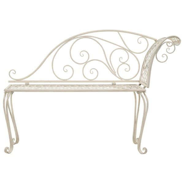 Trädgårdsbänk schäslong 128 cm metall antikvit - Trädgårdsbänk - Trädgårdsbänkar - Home & Living