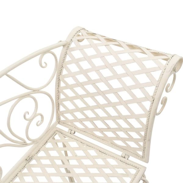 Trädgårdsbänk schäslong 128 cm metall antikvit - Trädgårdsbänk - Trädgårdsbänkar - Home & Living