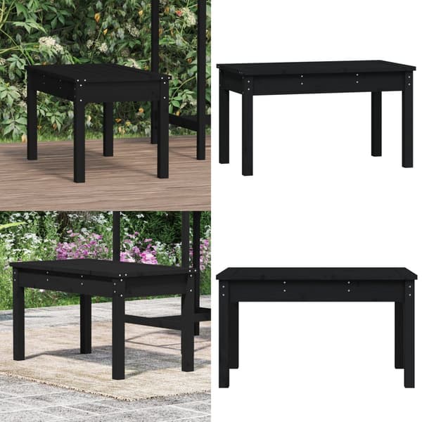 Trädgårdsbänk svart 80x44x45 cm massiv furu - Trädgårdssoffa -trädgård Soffa - Trädgårdssoffor - Home & Living