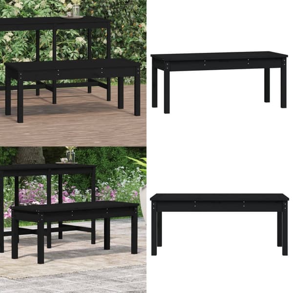 Havebænk 109x44x45 cm massivt fyrretræ sort - Havebænk - Havebænke - Home & Living