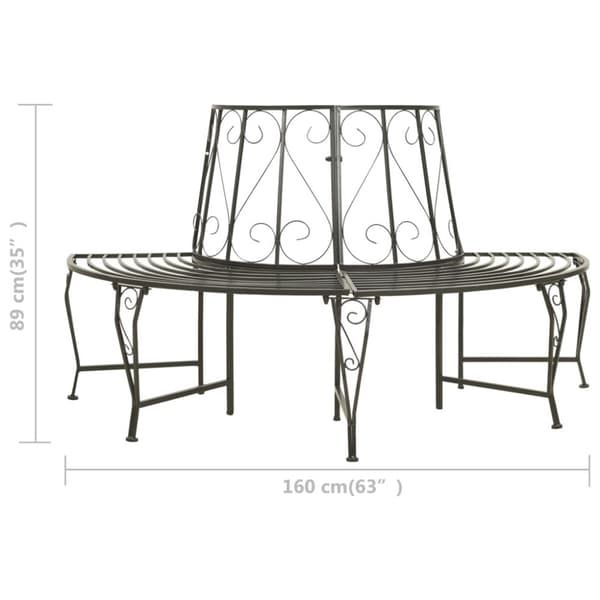 Trädbänk halvrund 160 cm stål - Utomhusbänk - Utomhusbänkar - Home & Living
