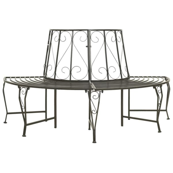 Trädbänk halvrund 160 cm stål - Utomhusbänk - Utomhusbänkar - Home & Living