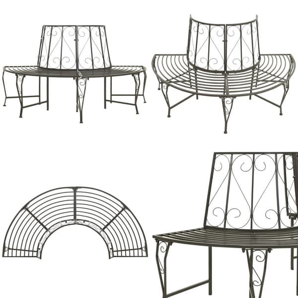 Trädbänk halvrund 160 cm stål - Utomhusbänk - Utomhusbänkar - Home & Living
