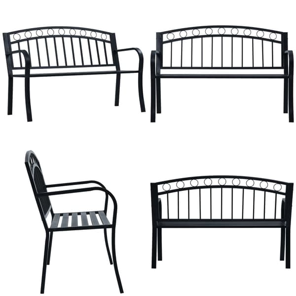 Trädgårdsbänk 125 cm svart stål - Trädgårdsbänk - Utomhusbänk - Home & Living