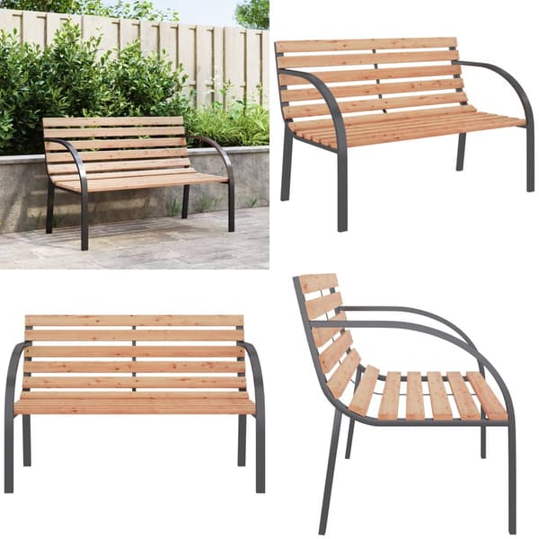 Trädgårdsbänk 120 cm trä och järn - Trädgårdsbänk - Trädgårdsbänkar - Home & Living