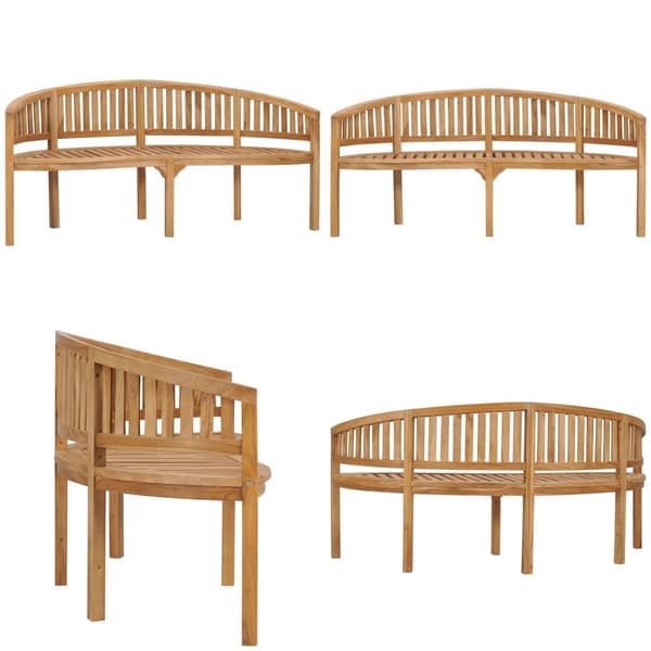 Bananbænk 180 cm massivt teaktræ - Havebænk - Havebænke - Home & Living