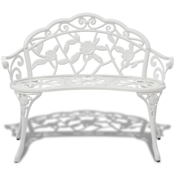 Trädgårdsbänk 100 cm gjuten aluminium vit - Trädgårdsbänk - Trädgårdsbänkar - Home & Living