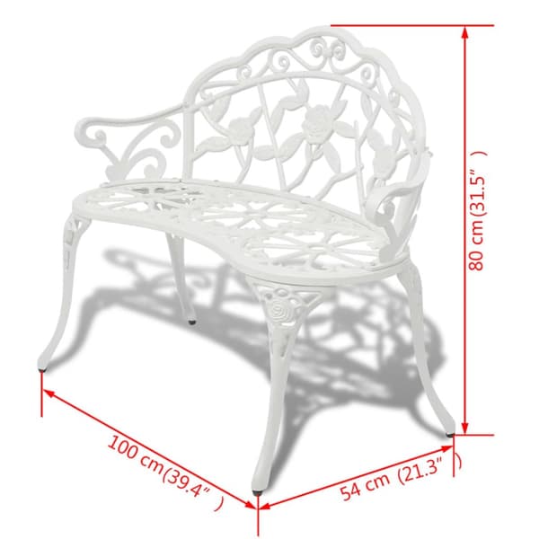 Trädgårdsbänk 100 cm gjuten aluminium vit - Trädgårdsbänk - Trädgårdsbänkar - Home & Living