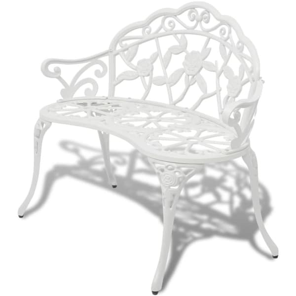 Trädgårdsbänk 100 cm gjuten aluminium vit - Trädgårdsbänk - Trädgårdsbänkar - Home & Living